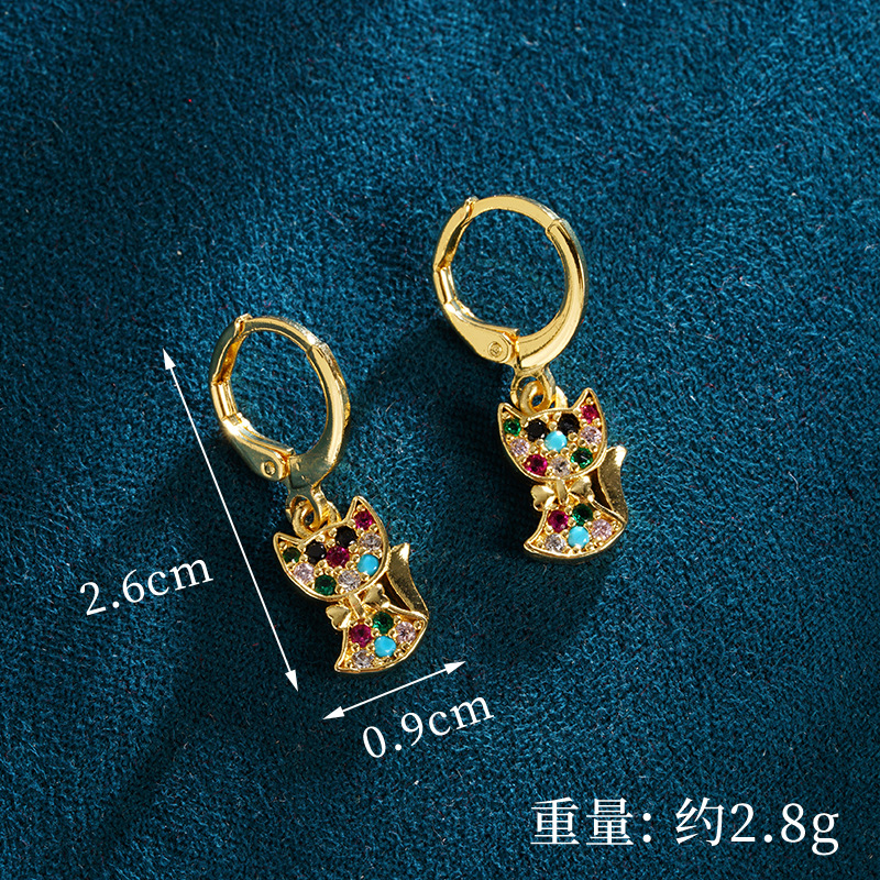 Vietnam Shajin estilo caliente personalidad moda lindo gato collar con microincrustaciones pendientes conjunto de joyería joyería transfronteriza europea y americana