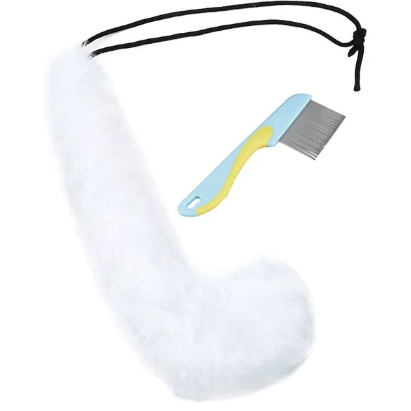 White curved tail with comb