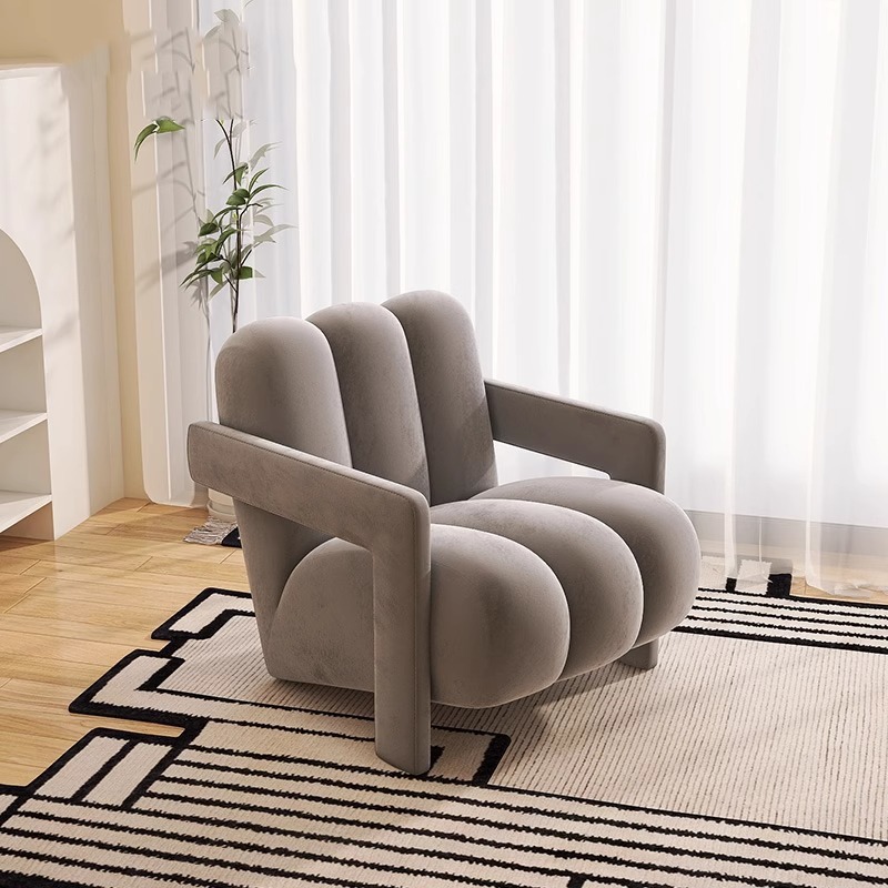 Sala de estar perezosa sofá de balcón simple sala de recepción moderna silla de aire crema diseñador de alta calidad