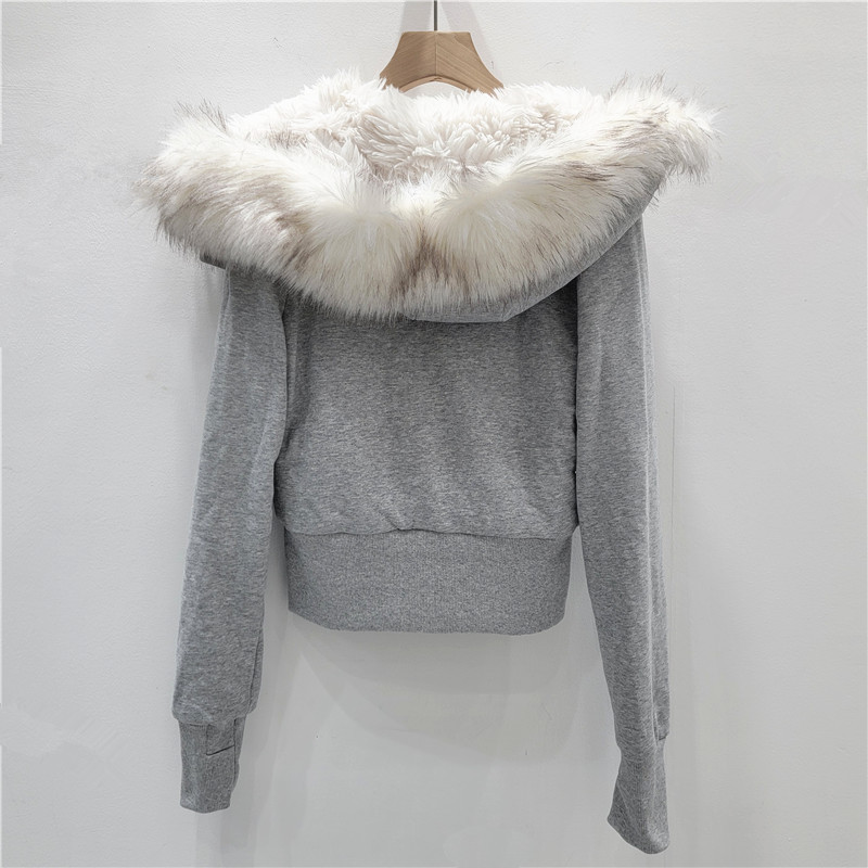Estilo europeo y americano delgado cuello de lana con capuchón corto de algodón de invierno de mujer chaqueta de algodón caliente nueva chaqueta de algodón image 2