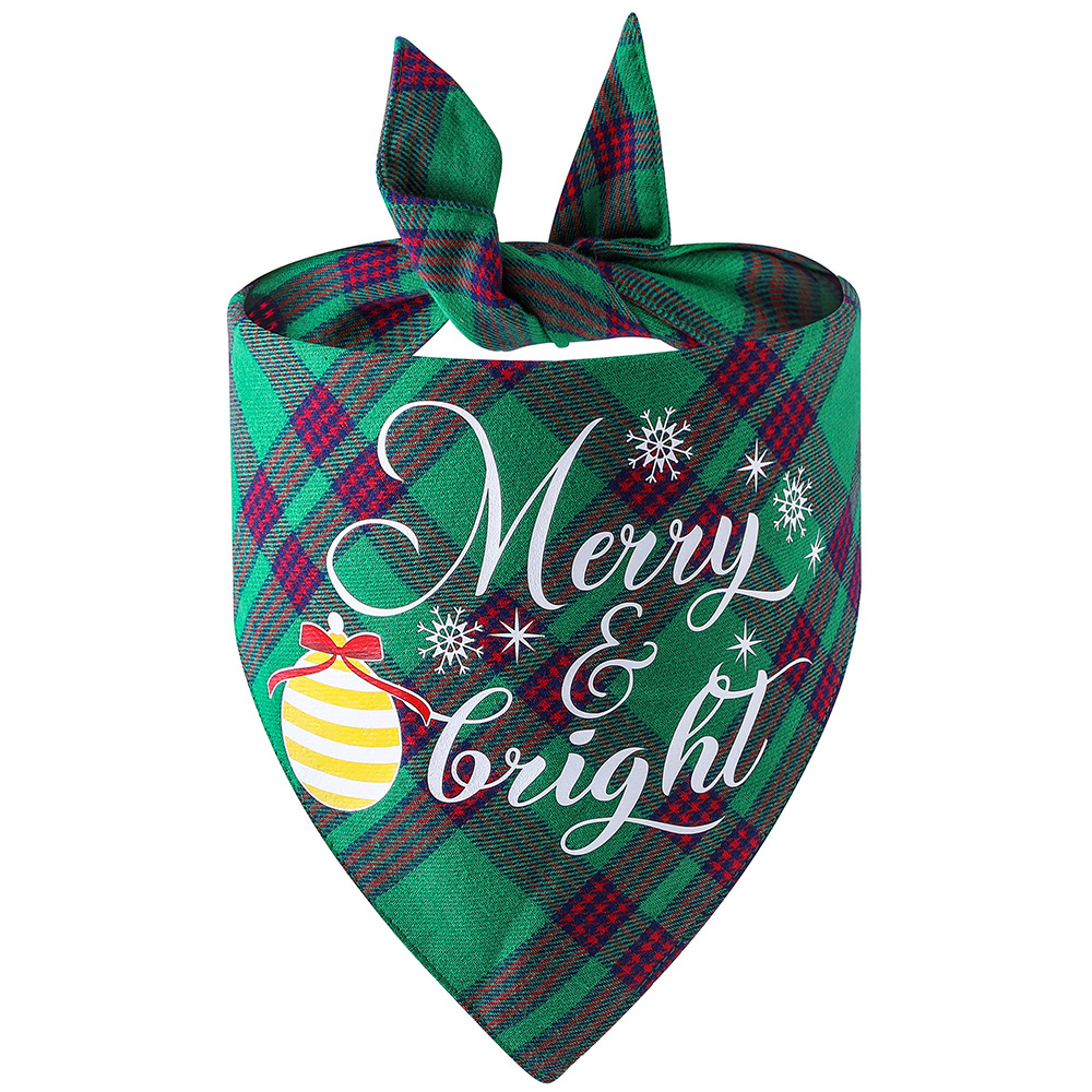 Original transfronterizo nuevo algodón a cuadros mascota triángulo bufanda perro bufanda Navidad mascota saliva toalla mascota bufanda