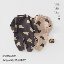 婴儿连体衣秋冬季保暖空气层哈衣婴幼儿居家爬服连体夹棉保暖衣服
