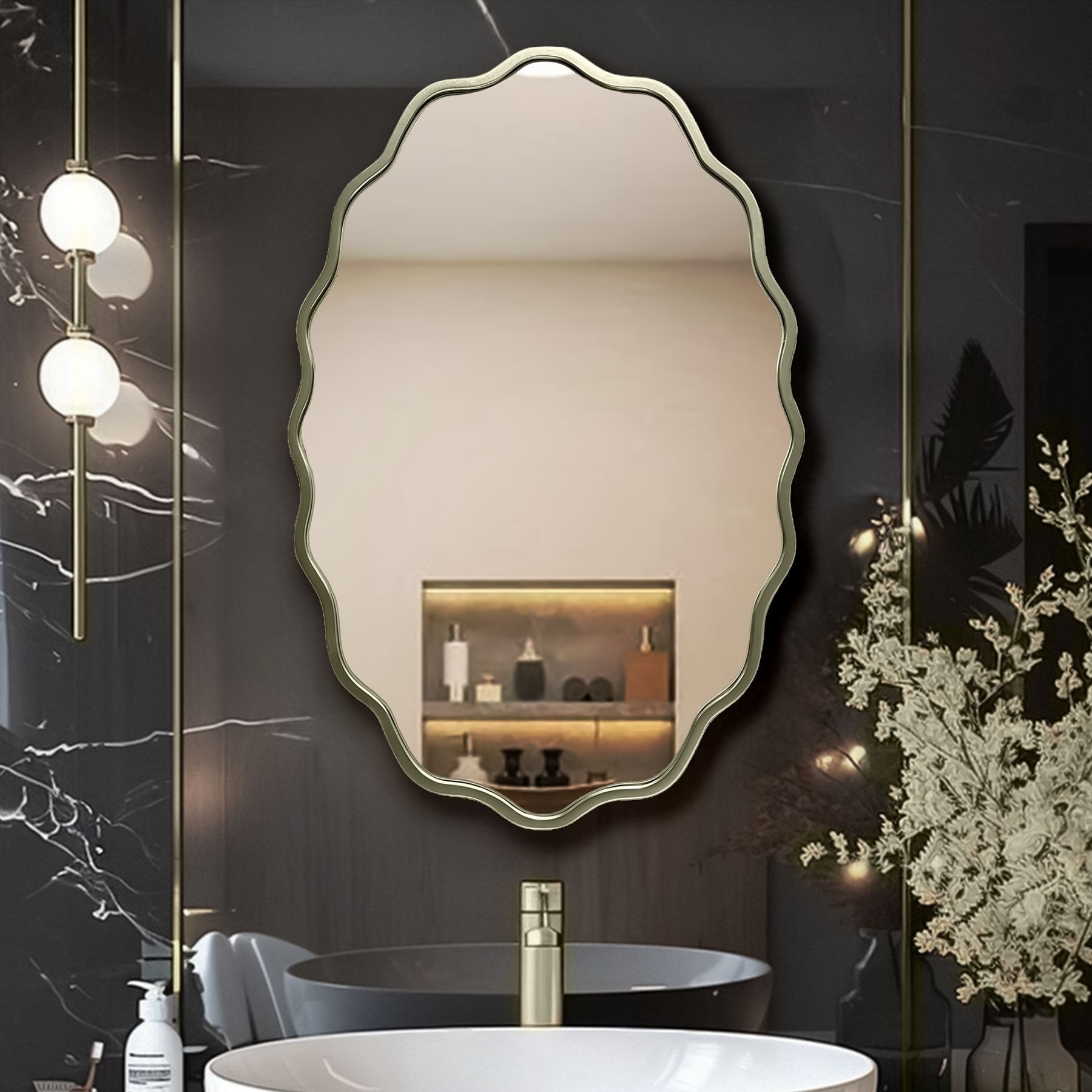 Espejo Decorativo de Pared de Madera Colgante para Baño y Sala de Estar image 10