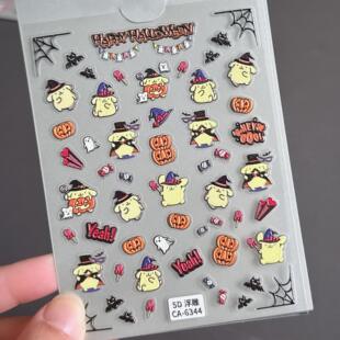 Halloween Sanrio Nail Stickers 5D Relief Three-Dimensional Pacha Dog Kt Cat Nail Art Stickers Accessories Ca Style