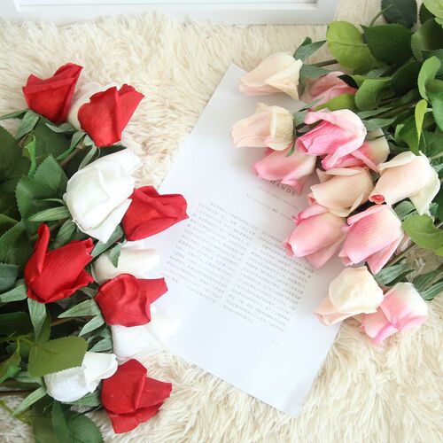 Fake flowers feel glued and wet rose buds manufacturer home decoration artificial flowers wedding bouquet MW59999