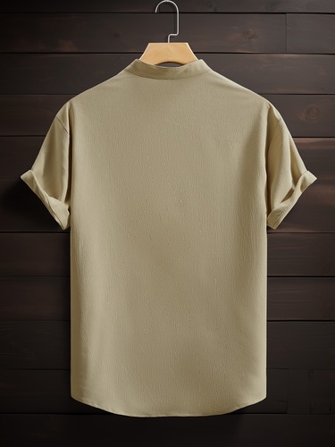 Men's Summer Breeze Green Short Sleeve Button Up Shirt Cross-Border