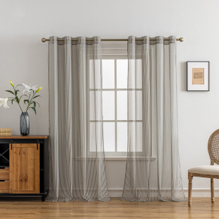 Modern simple Mediterranean striped jacquard transparent screen curtain cross-border foreign trade Amazon finished gauze curtain wholesale