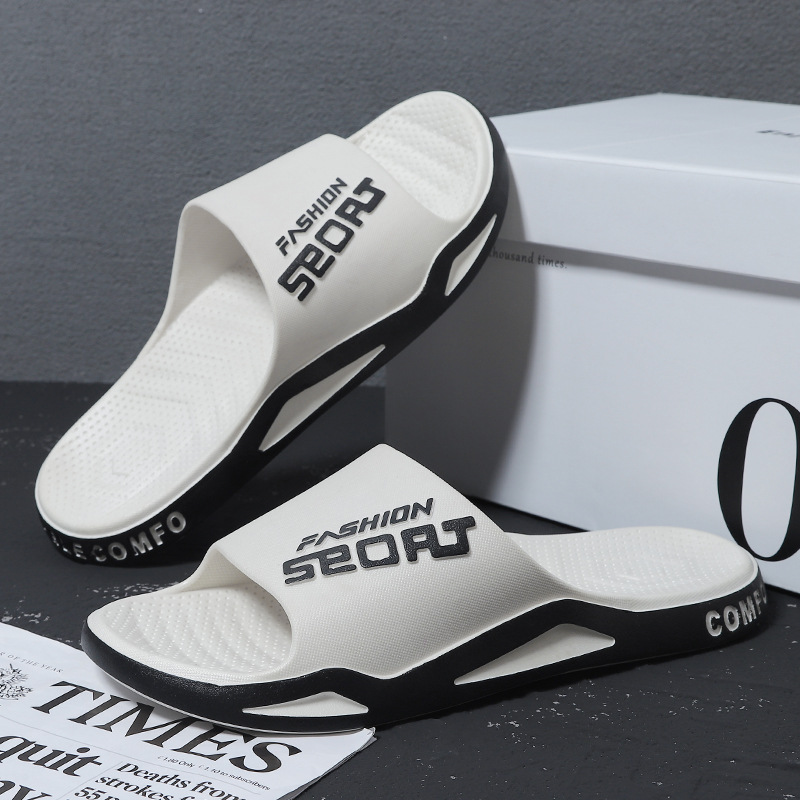Sports beach slippers men's summer outdoor wear ins trendy thick-soled non-slip deodorant indoor home women's one-word slippers