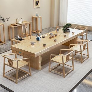 Log Living Room Tea Table Chinese Zen Table and Chair Combination Tea Table Tea Tray Integrated Coffee Table Office Solid Wood Tea Making