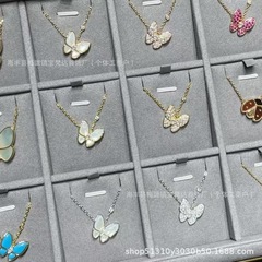 梵家高級白貝母馬眼蝶ネックレス、色褪せなし、S925シルバー18Kゴールドメッキ、鎖骨チェーン、工場直販