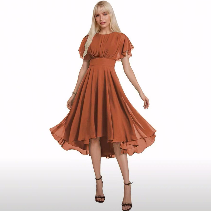 European and American Export Dresses 2026 New Style Simple Solid Color Multiple Colors Available Chiffon Everyday Wear Prom Dress European and American Export Dresses 2026 New Style Simple Solid Color Multiple Colors Available Chiffon Everyday Wear Prom Dress