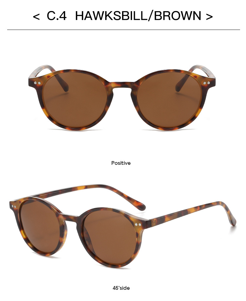 50g Weight Full Frame Glasses Structure Sunglasses Classification Ac, UV400 Protection Lens Material Round Frame Glasses Style Retro Round Ac UV400 Protection Round Frame Patchwork Full Frame Women's Sunglasses