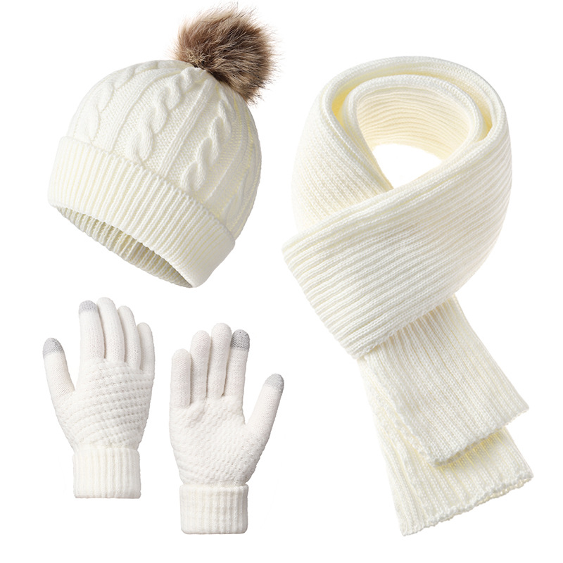 2025 nuevo regalo de Año Nuevo sombrero de lana rojo guantes bufandas mujeres otoño-invierno calentamiento gorra de pelo