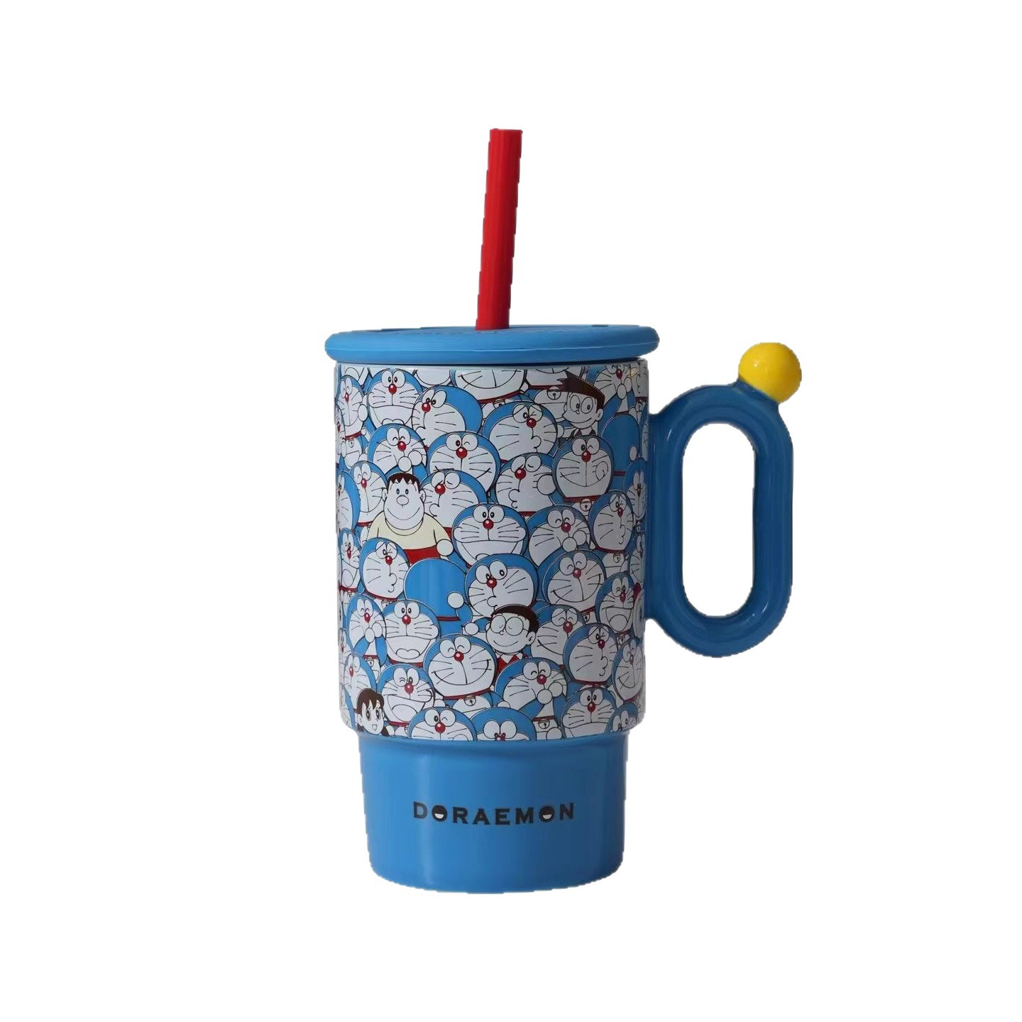 Taza de cerámica Doraemon de alto valor, taza de agua de paja de gran capacidad, taza de café personalizada de dibujos animados, taza de regalo
