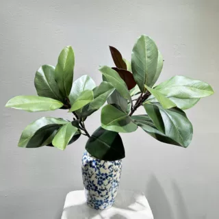 跨境批发仿真玉兰叶植物花瓶插花高级感玉兰枝摆件绿植造景装饰叶