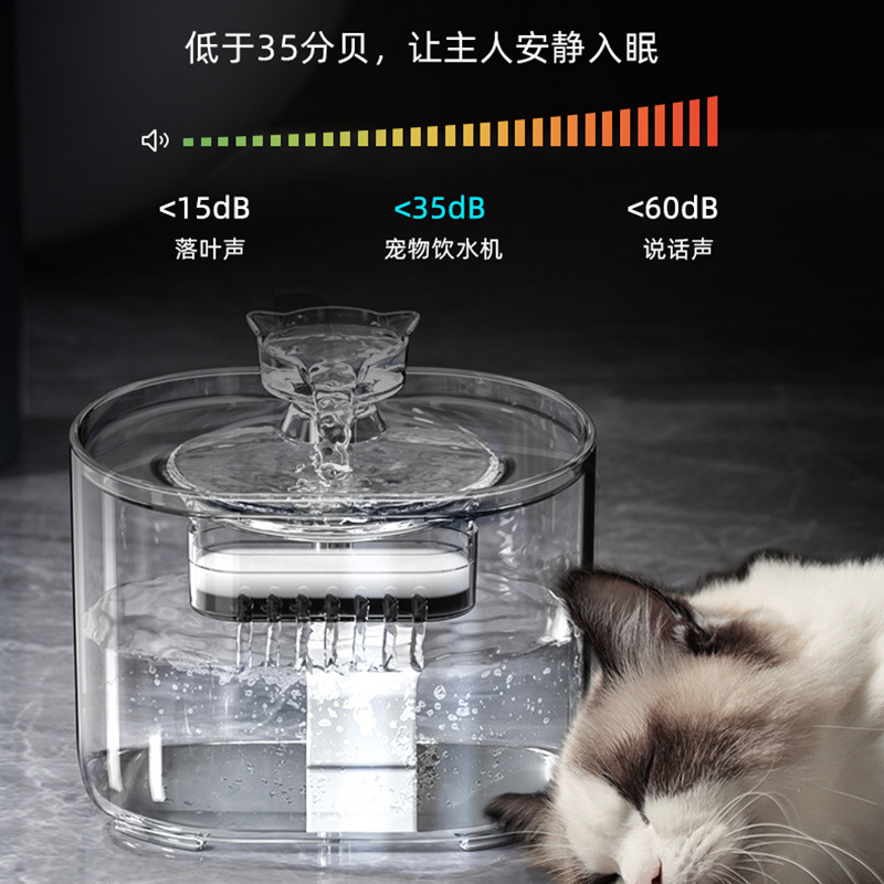 Nuevo dispensador de agua transparente para mascotas, agua de circulación automática, dispensador de agua para gatos, recipiente de agua con filtro, agua viva silenciosa transfronteriza