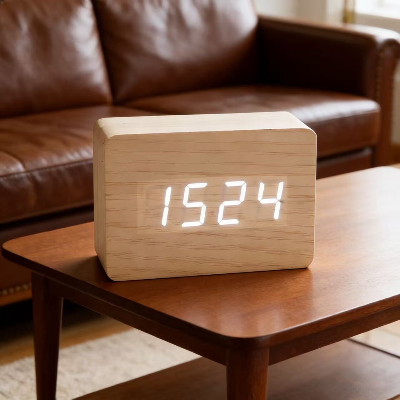 9013 lámpara blanca de bambú y madera - rectangular