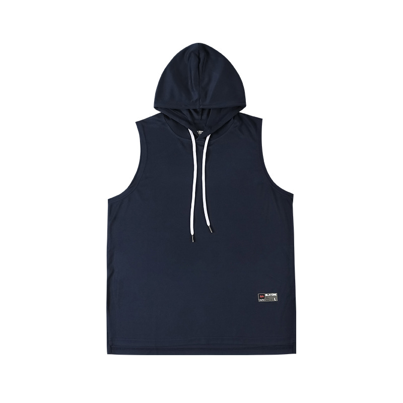 Verano con capucha Chaleco de los hombres al aire libre baloncesto deportes camiseta sin mangas ropa de fitness chaleco suelto camiseta sin mangas de los hombres