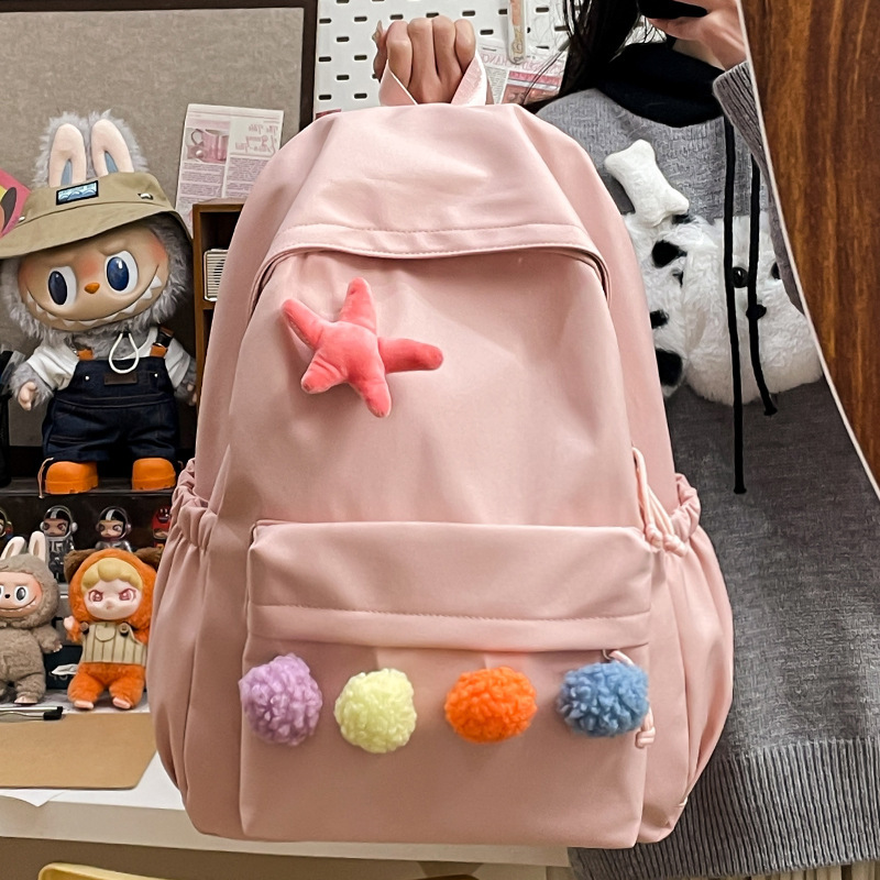 Mochila escolar femenina japonesa simple pequeña mochila fresca para estudiantes color puro todo fósforo casual estilo universitario niña mochila de viaje