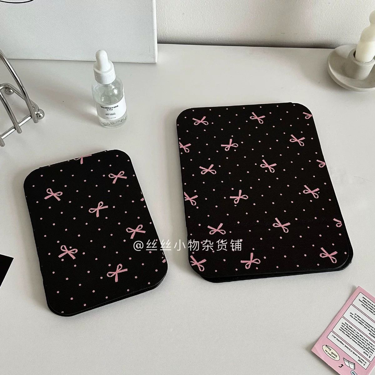 Ins Butterfly Folding Mirror for Women, Portable Standing Vanity Mirror, Small Mirror for Office, Dormitory, Home Use