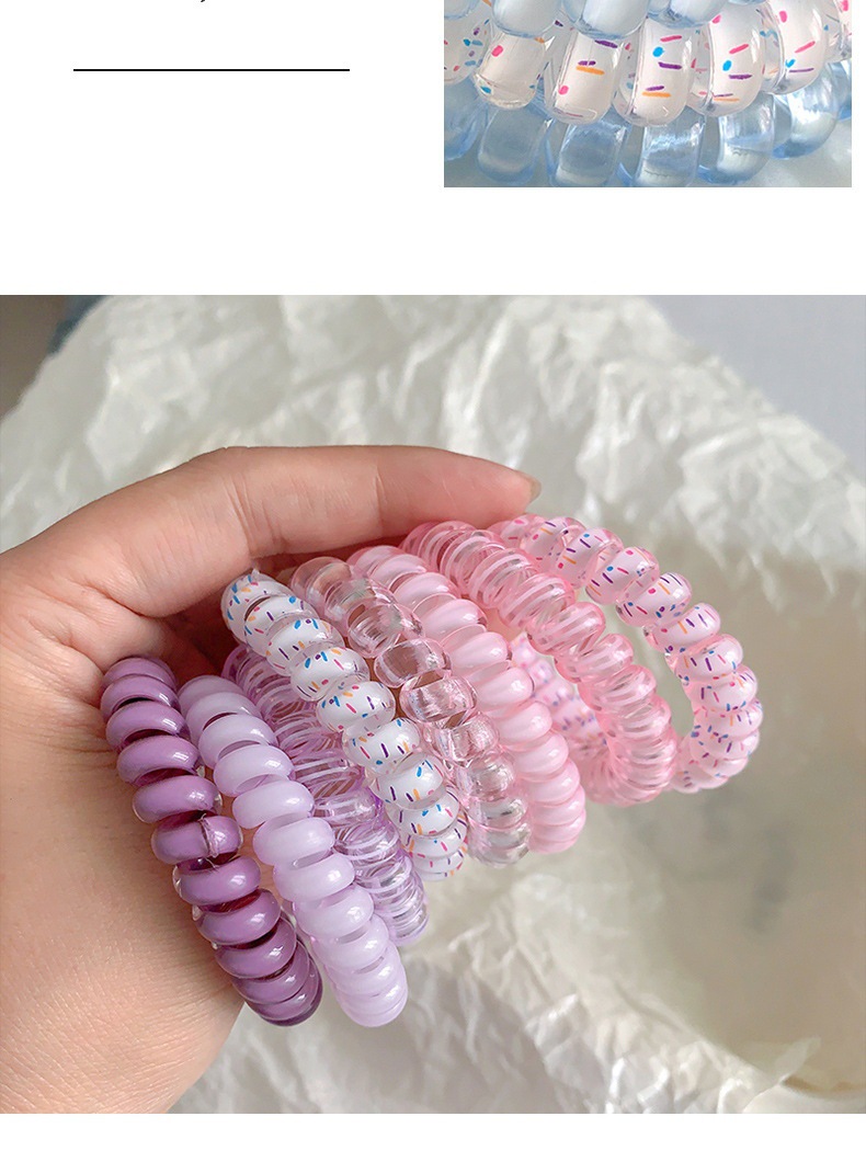 Korean-Style High-Quality Grape Coconut Hair Tie with Polka Dots, Telephone Line Style, Fresh and Versatile for Summer, Suitable for Daily Use