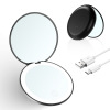 Handheld portable LED makeup mirror with a light folding round mirror gift, utility portable LED makeup mirror lamp