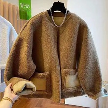 欧货羊羔毛外套女2024新款秋冬装加厚麂皮绒休闲宽松皮毛一体上衣
