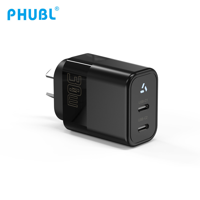 30W fábrica de cargador de nitruro de galio al por mayor Amazon SAA certificó las regulaciones australianas aplicables a Huawei Xiaomi PD cabeza de carga