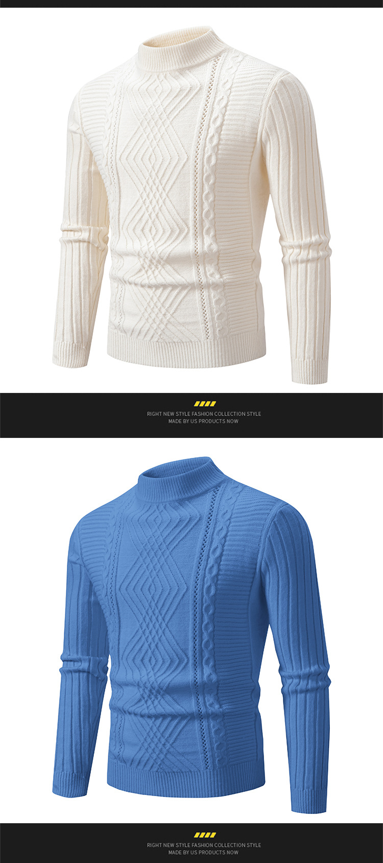 Men's Slim Fit Mock Neck Sweater Soft Knit Pullover For Men_voghion.com