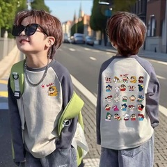 纯棉儿童春秋长袖T恤秋季新款男童休闲打底衫女童宝宝洋气上衣潮