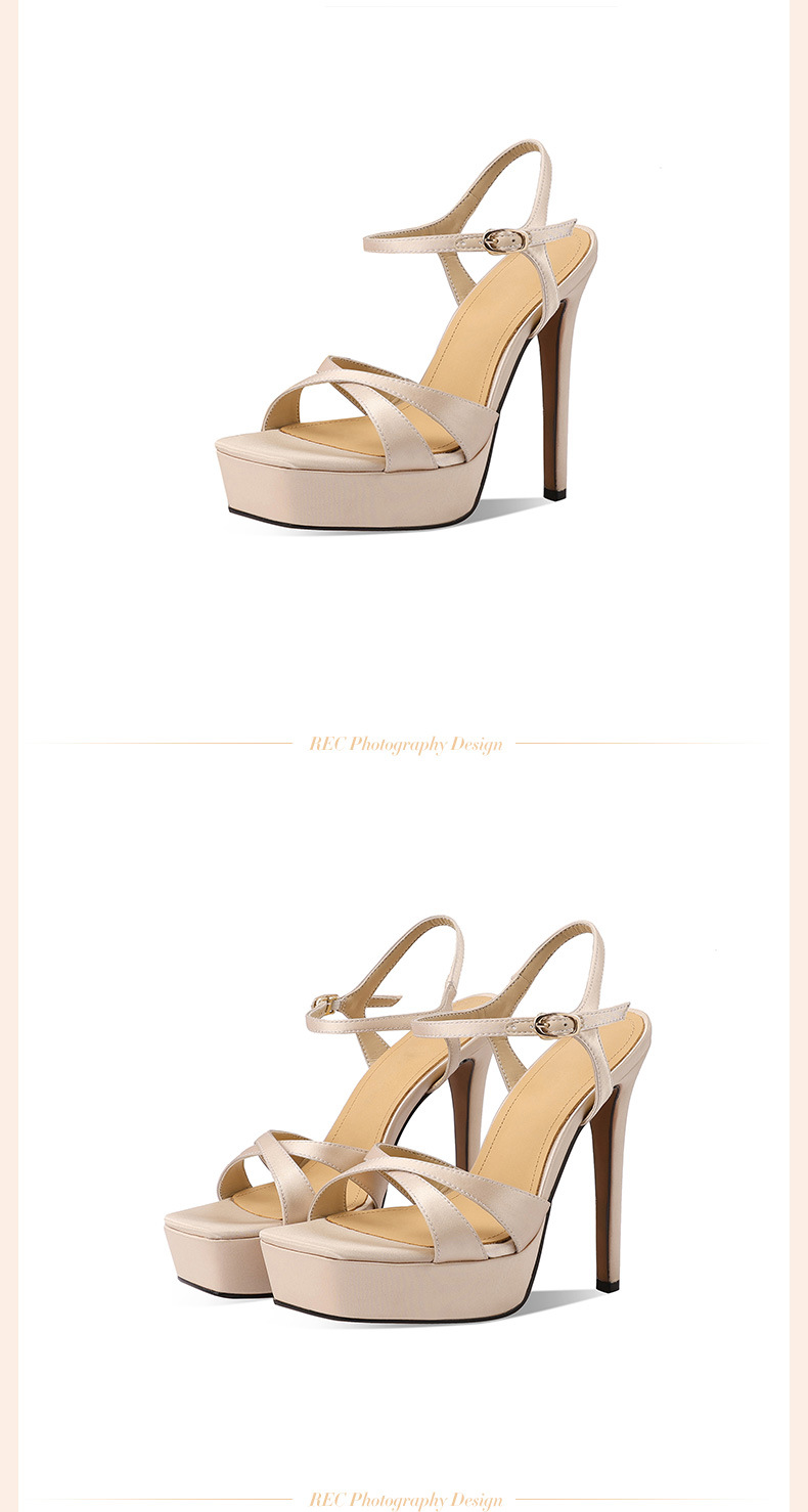 Sandal cao gót nữ hở mũi đế platform gót siêu cao 12 cm — Champagne màu chi tiết 4