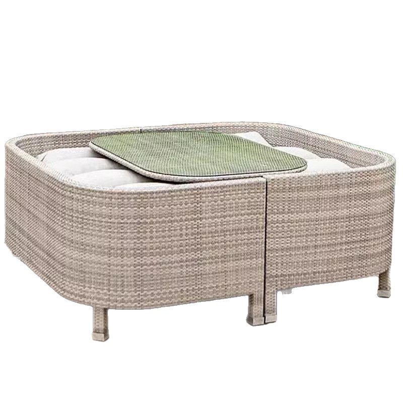 Creativa silla de caña al aire libre sofá doble muebles de caña balcón anti-tejer mesa de jardín mesa y silla combinada mesa de té patio image 6