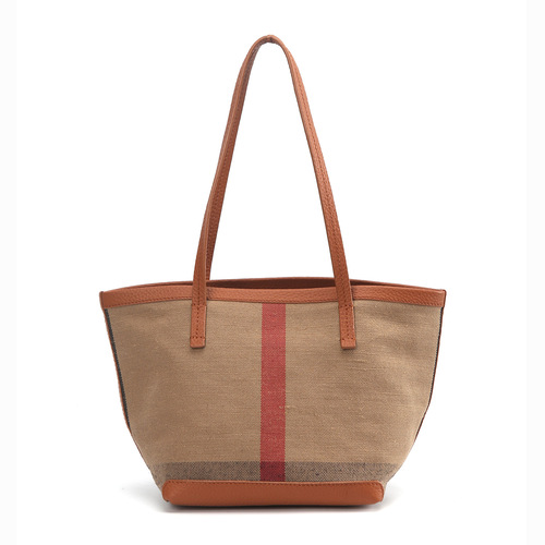 Spring and Summer Niche Tote Bag: Jute-Mesh Meets Cowhide — Cross-Border Bestseller, Hot-Live Stream Handbag, Women's Bag