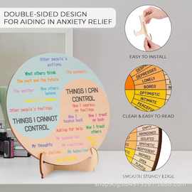 木制车轮图跨境双面可用心理健康装饰摆件家庭办公室情感治理圆盘