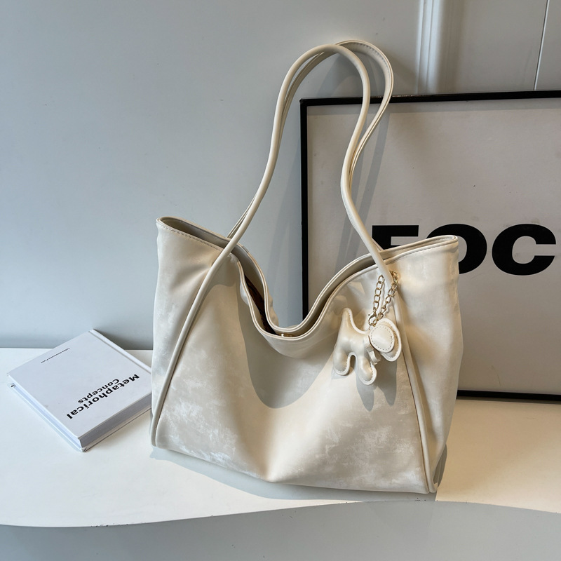 High quality casual large capacity for women's 2024 new minimalist commuting shoulder bag, solid color tote bag_voghion.com