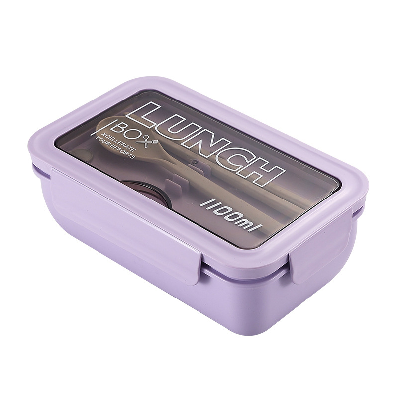 Fiambrera de plástico Caja de almuerzo dividida portátil de estilo japonés con vajilla para estudiantes de oficina Caja de almuerzo sellada de gran capacidad