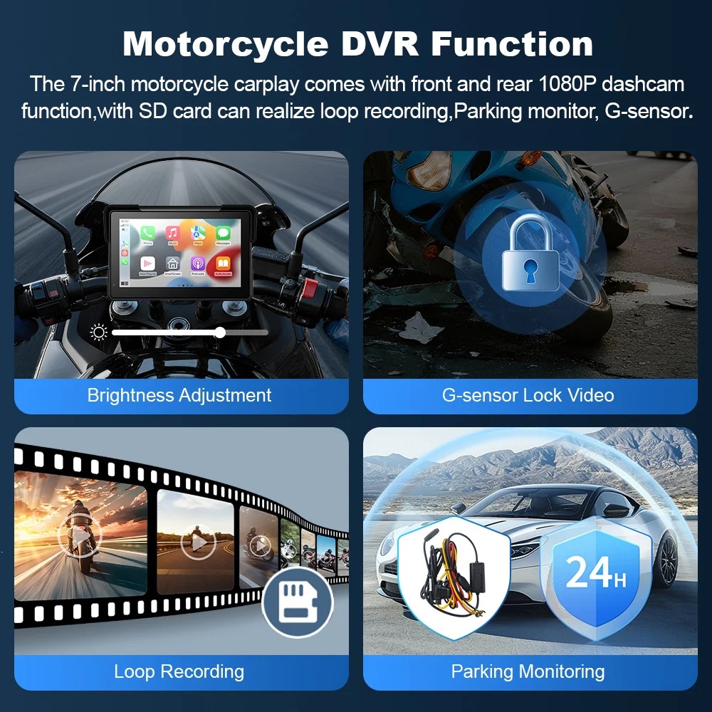 7inch Portable Motorcycle Navigator Wireless CarPlay Android Connectivity 2K HD Motorcycle GPS Navigation