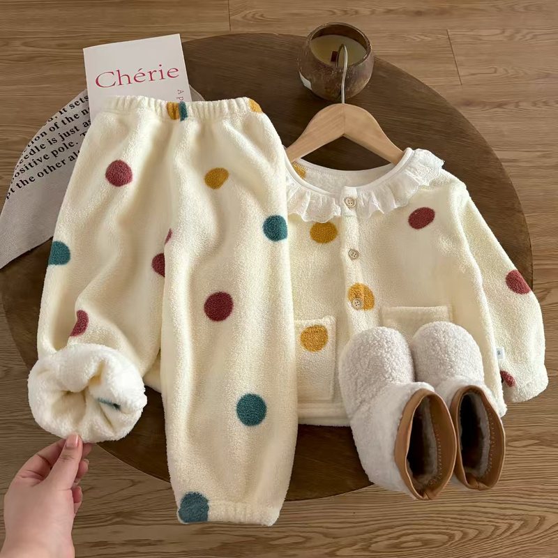 儿童睡衣冬款加绒秋冬加厚保暖新款宝宝家居服女童秋冬季开衫套装|undefined