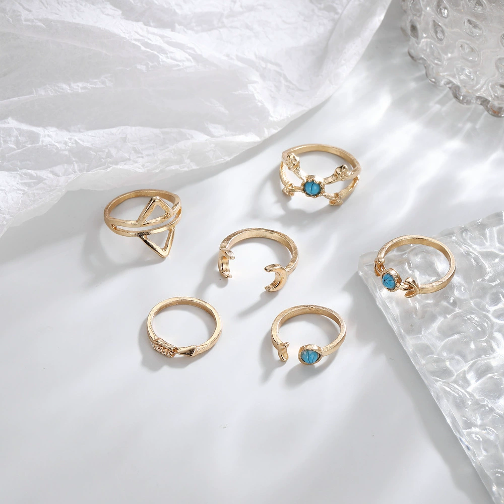 Retro turquoise triangle, набор, кольцо, 5 штук, оптовая продажа, Amazon