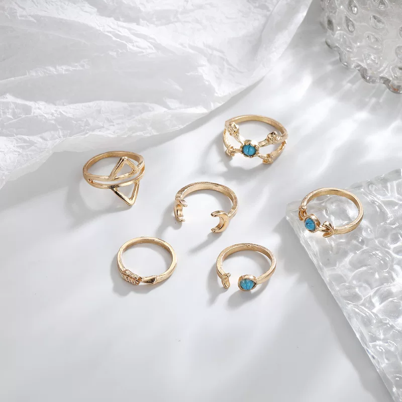 Retro turquoise triangle, набор, кольцо, 5 штук, оптовая продажа, Amazon