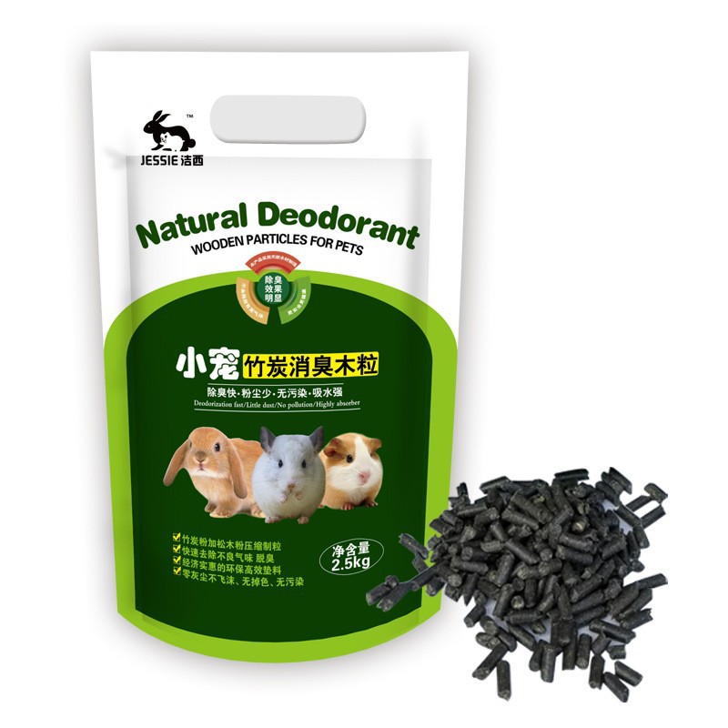 Jesse Deodorizing Absorbent Wood Pellet Rabbit Urine Pad Material, 2.5 kg package, Original Flavor, Bamboo Charcoal, Green Tea