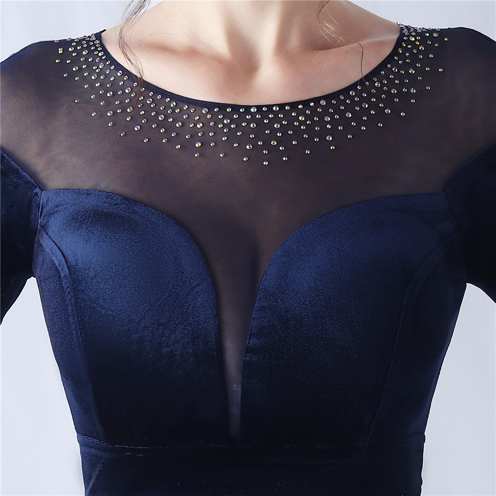 Women's gradient beaded diamond velvet high-end evening dress_voghion.com