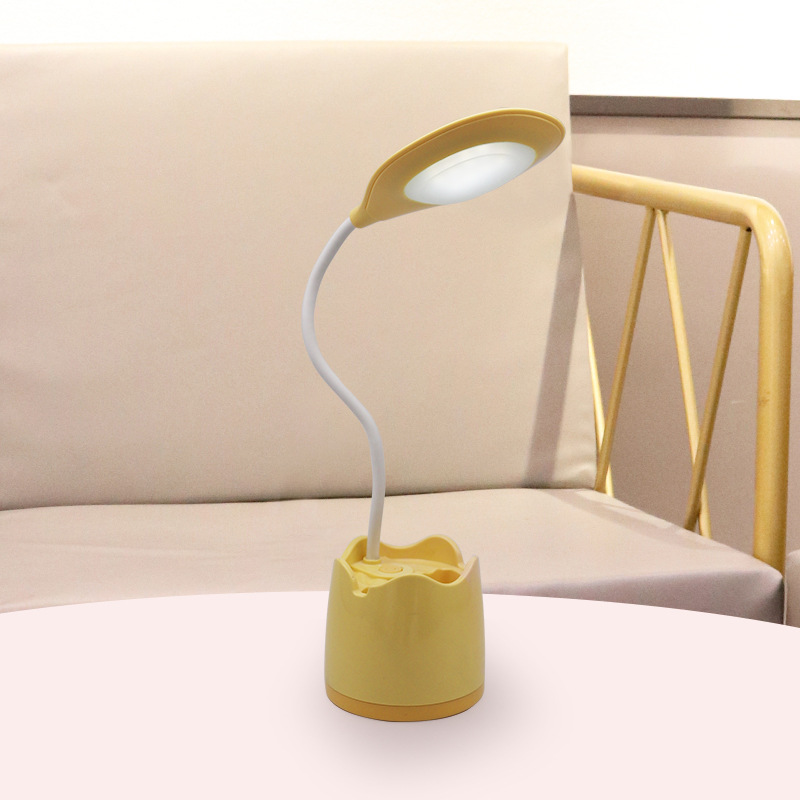 Lámpara de Escritorio Multifuncional ABS, Recargable USB, Con Espejo y Soporte para Celular, para Dormitorio