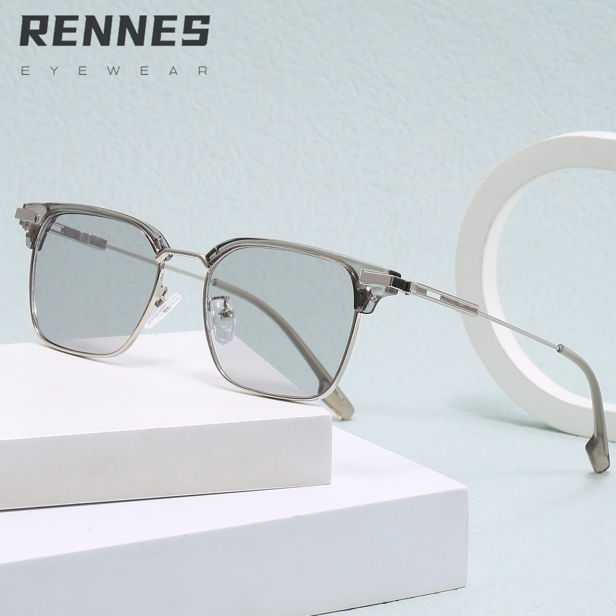 2024 moda gafas de sol cuadradas llanura elegante estilo novio gafas de sol de los hombres de moda personalizada Sven gafas lisas