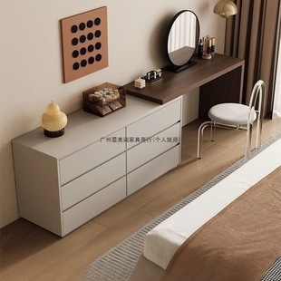 Italian Minimalist Dressing Table Storage Cabinet Integrated Bedroom Light Luxury High-End Small Dressing Table Bedside Storage Cabinet Cupboard