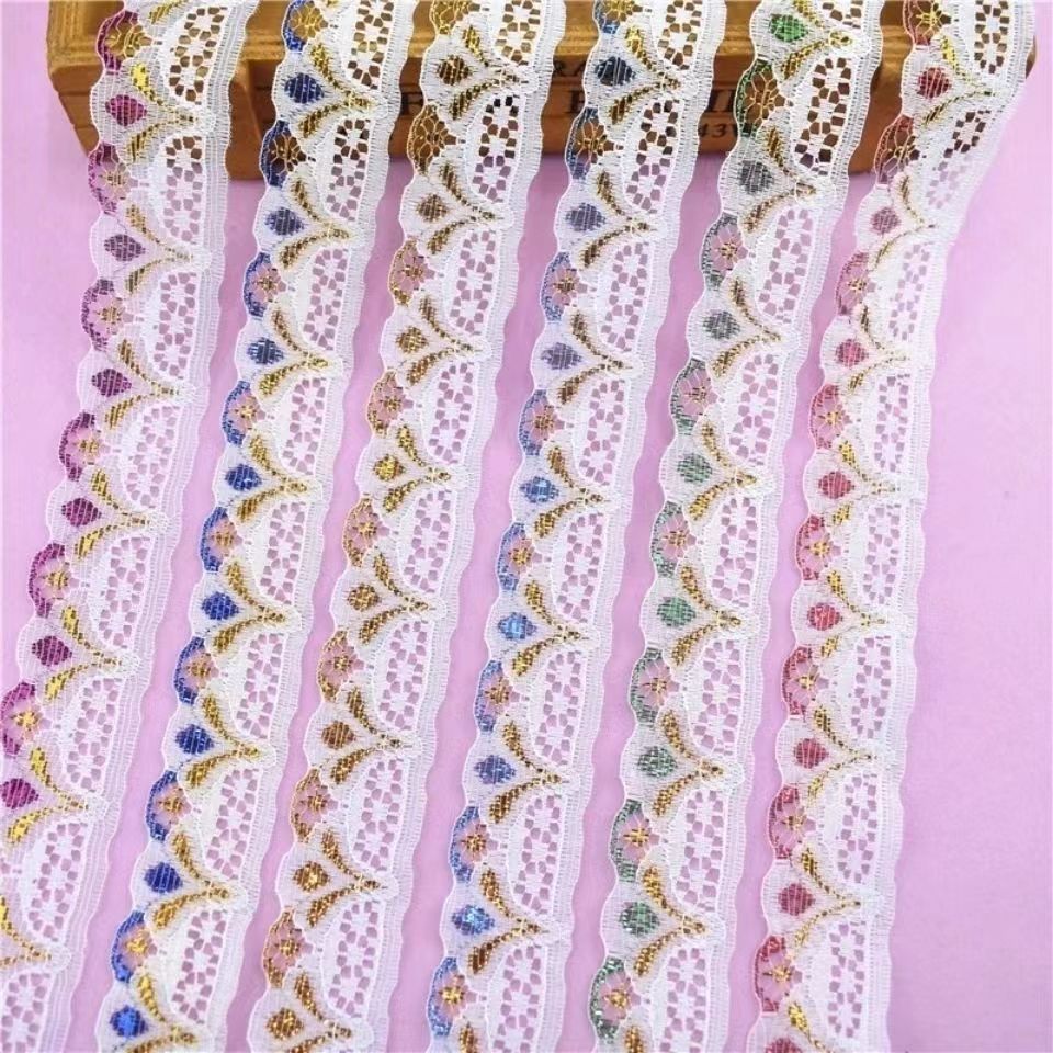Inventario al por mayor colorido encaje hueco de bordes de Phnom Penh 2.8 cm de ancho ropa gorra decoración de tela para el hogar