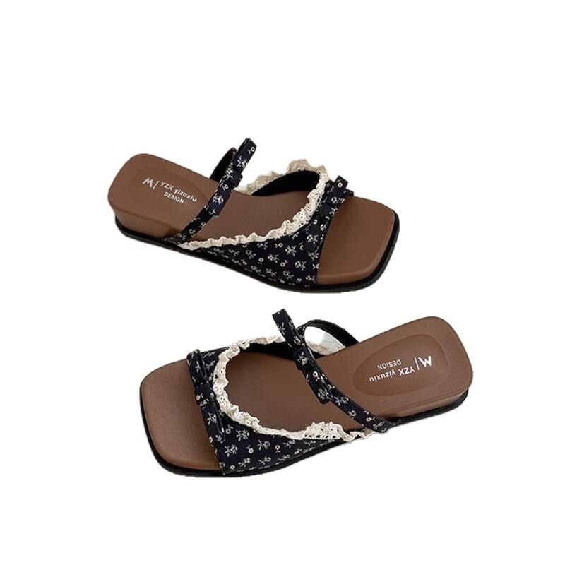 Zapatillas de encaje de arco de estilo francés, zapatillas de encaje de primavera para mujeres, nuevos zapatos de moda con una falda de suela gruesa image 5