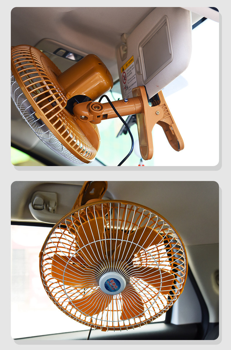 Car Fan 24V for Large Trucks, 12V for Cars, Small Car Electric Fan, Enhanced Type for Strong Wind Inside the Vehicle