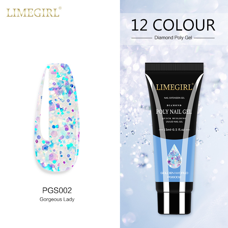12 colores pegamento de extensión de brillo de uñas pegamento de extensión de lentejuelas de uñas pegamento de extensión rápida indolora Glitter pegamento de extensión de cristal