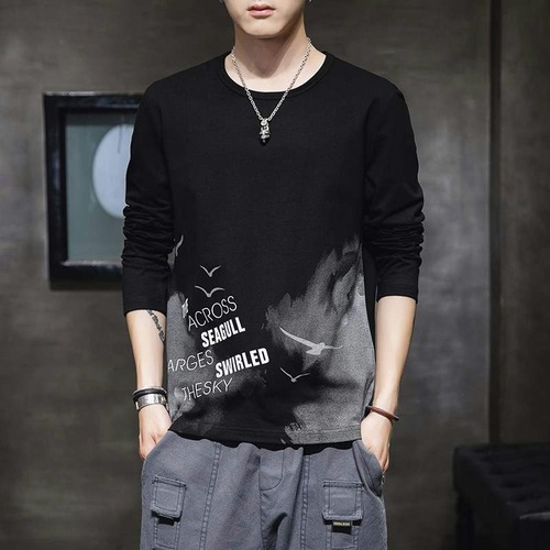 Work site working auto repair wearing men's long sleeve base shirt stain resistant and wear-resistant T-shirt for men $9.9 men's autumn clothes